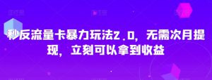 秒反流量卡暴力玩法2.0,无需次月提现,立刻可以拿到收益【揭秘】-学习资源库