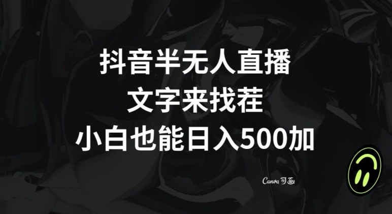 抖音半无人直播，文字来找茬小游戏，每天收益500+【揭秘】-学习资源库