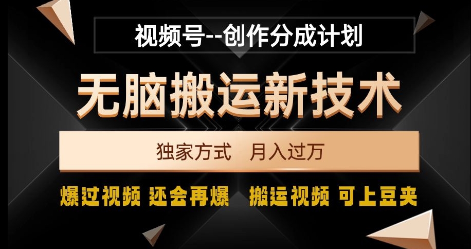 视频号无脑搬运新技术，破原创壕流量，独家方式，爆过视频，还会再爆【揭秘】-学习资源库