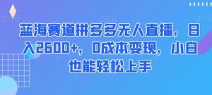 蓝海赛道拼多多无人直播,日入2600+,0成本变现,小白也能轻松上手【揭秘】-学习资源库