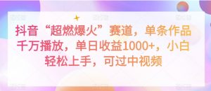 抖音“超燃爆火”赛道,单条作品千万播放,单日收益1000+,小白轻松上手,可过中视频【揭秘】-学习资源库