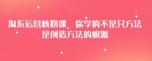 淘系运营核心课,你学的不是只方法是创造方法的根源-学习资源库