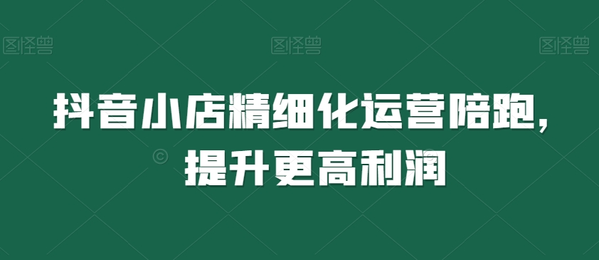 抖音小店精细化运营陪跑，提升更高利润-学习资源库