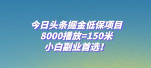 今日头条掘金低保项目,8000播放=150米,小白副业首选【揭秘】-学习资源库