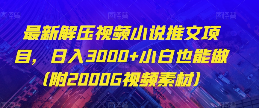 最新解压视频小说推文项目，日入3000+小白也能做（附2000G视频素材）【揭秘】-学习资源库