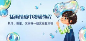 插画情感中视频教程:软件、图案、文案等一整套完整流程,送文案模版、话题标题分类-学习资源库