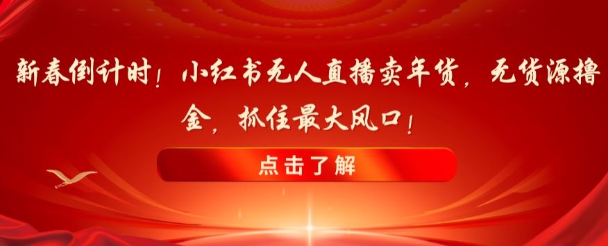 新春倒计时！小红书无人直播卖年货，无货源撸金，抓住最大风口【揭秘】-学习资源库