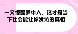 一文惊醒梦中人,这才是当下社会能让你发达的真相【公众号付费文章】-学习资源库