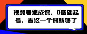视频号速成课,0基础起号,看这一个课就够了-学习资源库