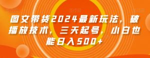 图文带货2024最新玩法,破播放技术,三天起号,小白也能日入500+【揭秘】-学习资源库