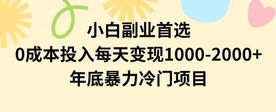 小白副业首选，0成本投入，每天变现1000-2000年底暴力冷门项目【揭秘】-学习资源库