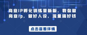 商业IP孵化训练营新版,教你做商业Ip,做好人设,流量搞好钱-学习资源库