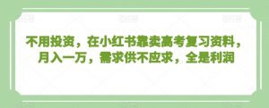 不用投资,在小红书靠卖高考复习资料,月入一万,需求供不应求,全是利润【揭秘】-学习资源库