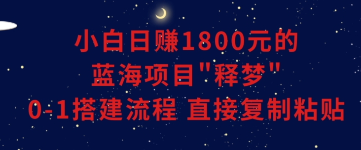 小白能日赚1800元的蓝海项目”释梦”0-1搭建流程可直接复制粘贴长期做【揭秘】-学习资源库