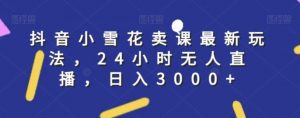 抖音小雪花卖课最新玩法,24小时无人直播,日入3000+【揭秘】-学习资源库
