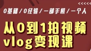 从0到1拍视频vlog变现课,5分钟每天,每月多赚1W-学习资源库