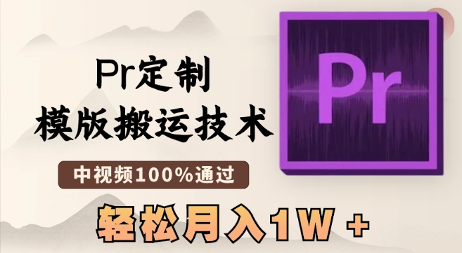 最新Pr定制模版搬运技术，中视频100%通过，几分钟一条视频，轻松月入1W＋【揭秘】-学习资源库