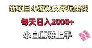 新项目小游戏文字玩出花日入2000+,每天只需一小时,小白直接上手【揭秘】-学习资源库