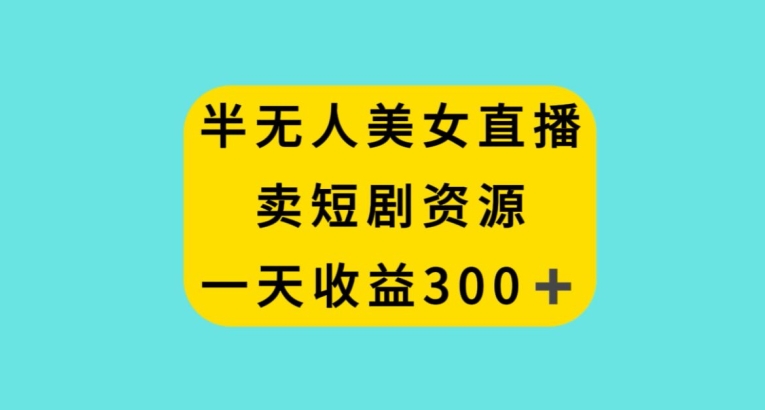 半无人美女直播，卖短剧资源，一天收益300+【揭秘】-学习资源库