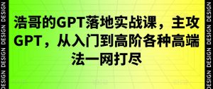 浩哥的GPT落地实战课,主攻GPT,从入门到高阶各种高端法一网打尽-学习资源库