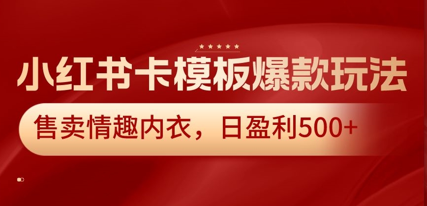 小红书卡模板爆款玩法，售卖情趣内衣，日盈利500+【揭秘】-学习资源库