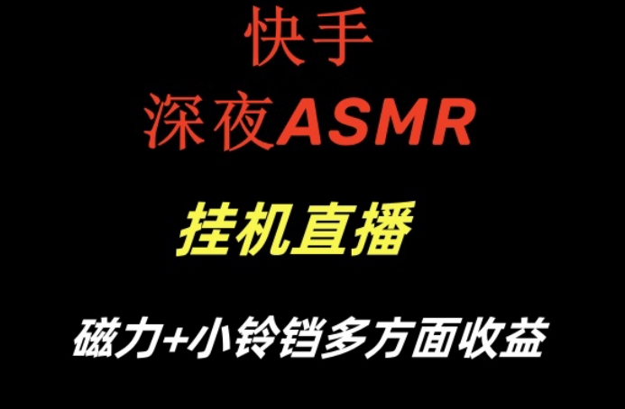 快手深夜ASMR挂机直播，磁力+小铃铛收益（附带工具和5G素材）【揭秘】-学习资源库