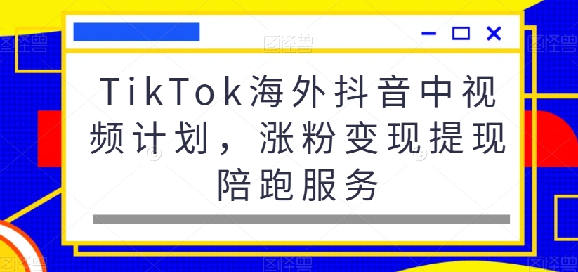TikTok海外抖音中视频计划，涨粉变现提现陪跑服务-学习资源库