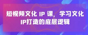 短视频文化IP课,学习文化IP打造的底层逻辑-学习资源库