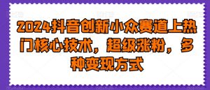 2024抖音创新小众赛道上热门核心技术,超级涨粉,多种变现方式【揭秘】-学习资源库