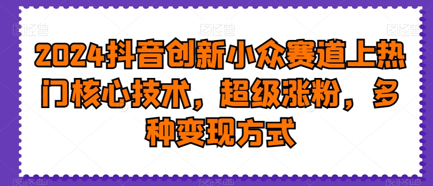 2024抖音创新小众赛道上热门核心技术，超级涨粉，多种变现方式【揭秘】-学习资源库