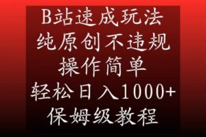B站速成玩法,纯原创不违规,操作简单,轻松日入1000+,保姆级教程【揭秘】-学习资源库