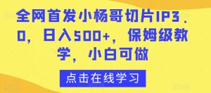 全网首发小杨哥切片IP3.0,日入500+,保姆级教学,小白可做【揭秘】-学习资源库