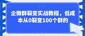 企微群裂变实战教程,低成本从0裂变100个群的-学习资源库