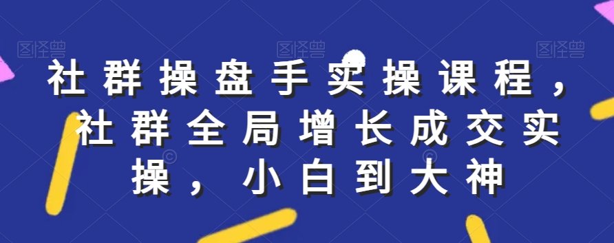 社群实操课程，社群全局增长成交实操，小白到大神-学习资源库