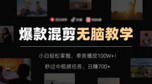 爆款混剪无脑教学,小白轻松掌握,单条播放100W+!秒过中视频任务,日赚700+【揭秘】-学习资源库