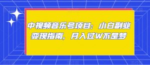 中视频音乐号项目:小白副业变现指南,月入过W不是梦【揭秘】-学习资源库