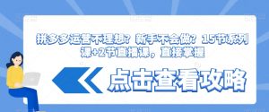拼多多运营不理想?新手不会做?15节系列课+2节直播课,直接掌握-学习资源库