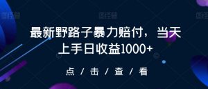 最新野路子暴力赔付，当天上手日收益1000+【仅揭秘】-学习资源库