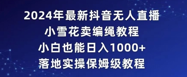 2024年抖音最新无人直播小雪花卖编绳项目，小白也能日入1000+落地实操保姆级教程【揭秘】-学习资源库