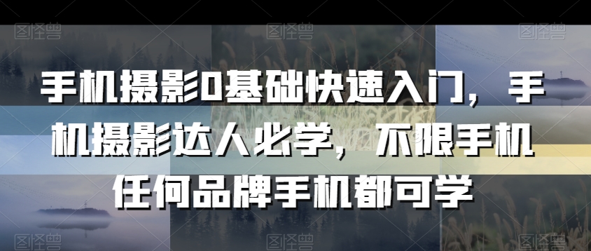 手机摄影0基础快速入门，手机摄影达人必学，不限手机任何品牌手机都可学-学习资源库