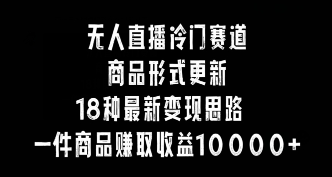 无人直播冷门赛道，商品形式更新，18种变现思路，一件商品赚取收益10000+【揭秘】-学习资源库