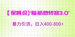 保姆级脑筋急转弯3.0,暴力引流,日入400-800+【揭秘】-学习资源库