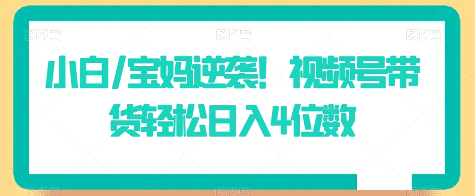 小白/宝妈逆袭！视频号带货轻松日入4位数【揭秘】-学习资源库