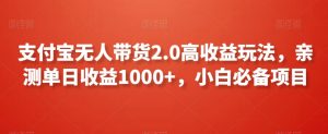 支付宝无人带货2.0高收益玩法,亲测单日收益1000+,小白必备项目【揭秘】-学习资源库