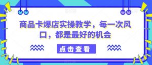 商品卡爆店实操教学,每一次风口,都是最好的机会-学习资源库
