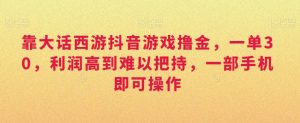 靠大话西游抖音游戏撸金,一单30,利润高到难以把持,一部手机即可操作,日入3000+【揭秘】-学习资源库
