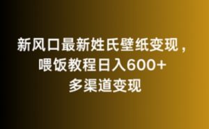 新风口最新姓氏壁纸变现,喂饭教程日入600+【揭秘】-学习资源库