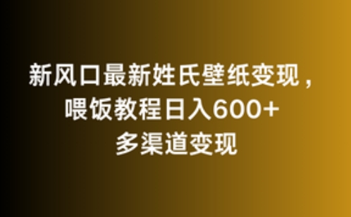 新风口最新姓氏壁纸变现，喂饭教程日入600+【揭秘】-学习资源库