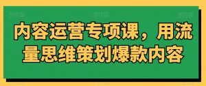 内容运营专项课，用流量思维策划爆款内容-学习资源库