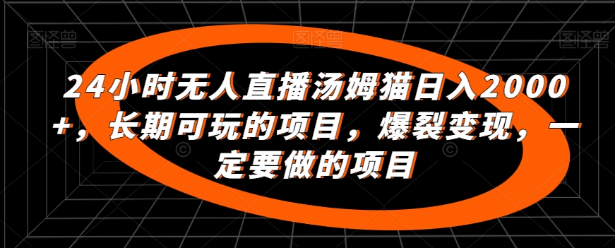 24小时无人直播汤姆猫日入2000+，长期可玩的项目，爆裂变现，一定要做的项目【揭秘】-学习资源库